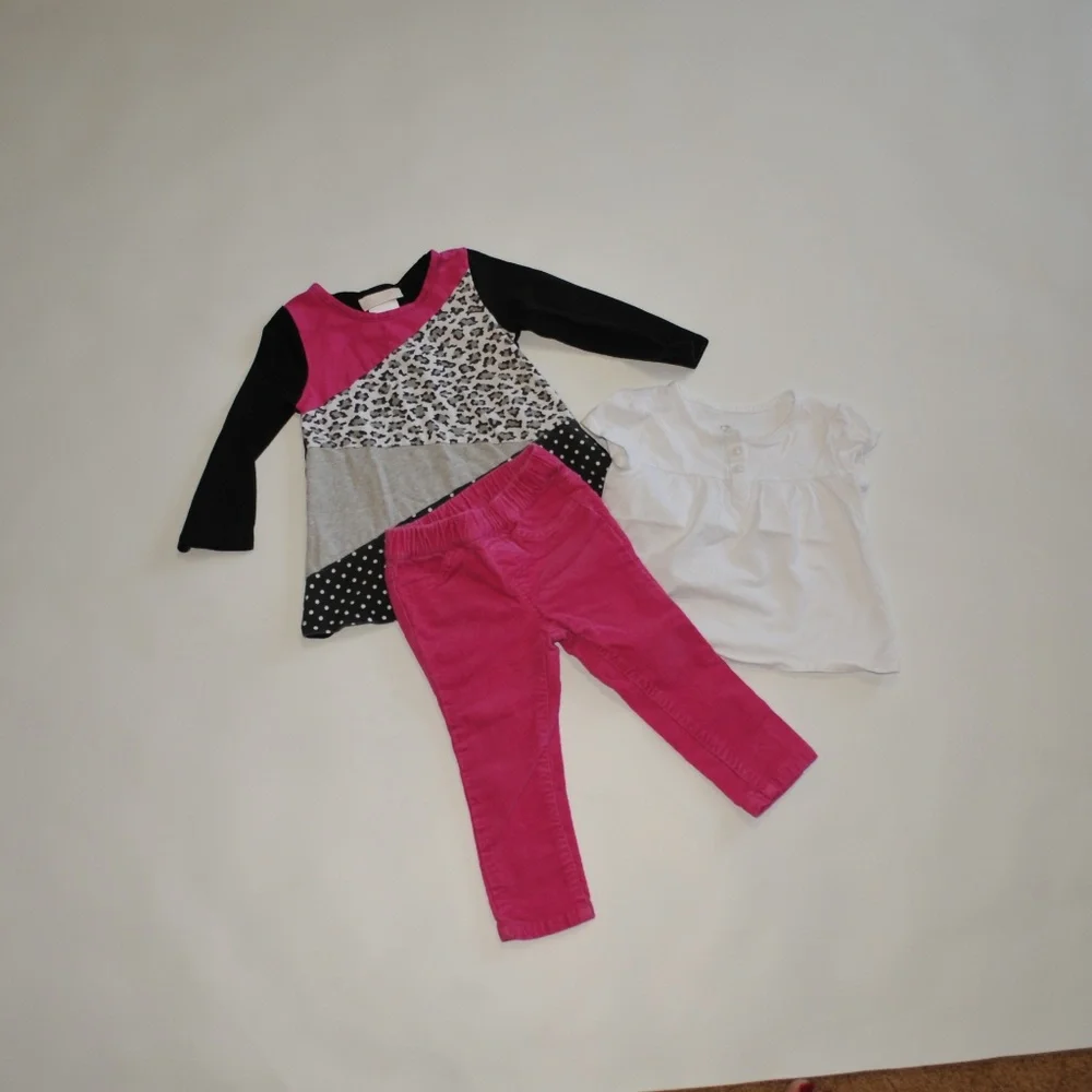 18 Months Girls‎ 3 Pieces Outfit Cheetah Pint 4114*